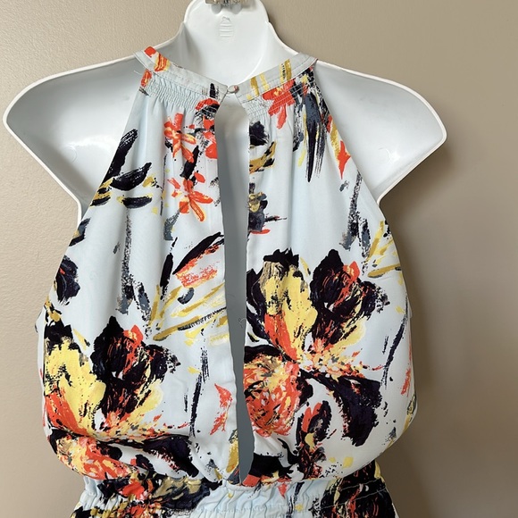 Dex Floral dress light blue and orange and black/navy - Picture 6 of 8